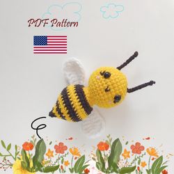 Crochet bee toy pattern, Amigurumi honey bee PDF, Birthday gift