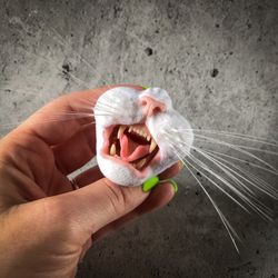 White cat brooch, gifts for cat lovers, unique presents, cat presents, witch jewelry