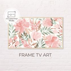 Samsung Frame TV Art | 4k Spring Pink Watercolor Flowers Art For The Frame TV | Digital Art Frame Tv | Floral Paintings