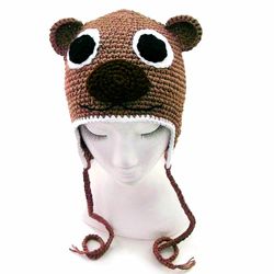 bear hat, winter hat,  baby hat, womens hats, children's hats,  animal hat,  kawaii hat,  ear flap hat,  kids winter hat