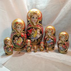 Russian nesting doll MATRYOSHKA wooden art OOAK roly poly babushka