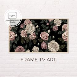 samsung frame tv art | 4k spring pink flowers on black background art for the frame tv | digital art frame tv