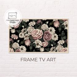 Samsung Frame TV Art | 4k Spring Pink Flowers on Black Background Art For The Frame TV | Digital Art Frame Tv