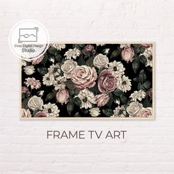 samsung frame tv art | 4k spring pink flowers on black background art for the frame tv | digital art frame tv