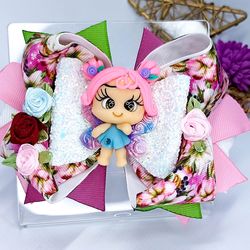 hair bows  with clay doll, hair clips for girls