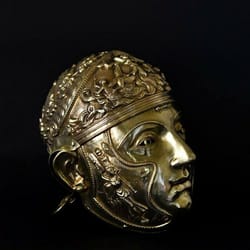 16 gauge brass medieval knight roman helmet with face mask helmet halloween costume / home decor helmet / christmas itme