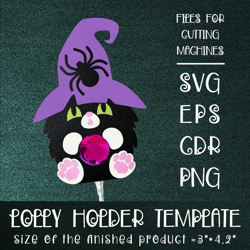 cat in witch hat halloween lollipop holder