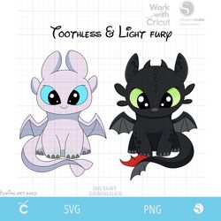 SVG Toothless & Light fury Svg, Night fury svg layered, How to train your dragon Svg Baby Dragons Clipart
