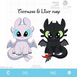 svg toothless & light fury svg, night fury svg layered, how to train your dragon svg baby dragons clipart