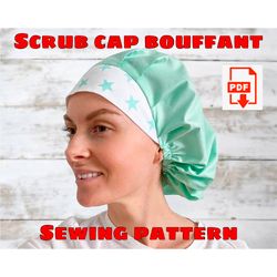 Scrub Hat Style_3 Bouffant Sewing Pattern,Scrub Cap Pattern Printable,Surgical Hat Pattern,Medical Cap Pattern