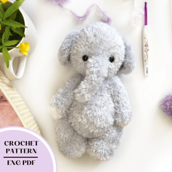 Crochet Elephant pattern PDF. Amigurumi plush pattern animal toy