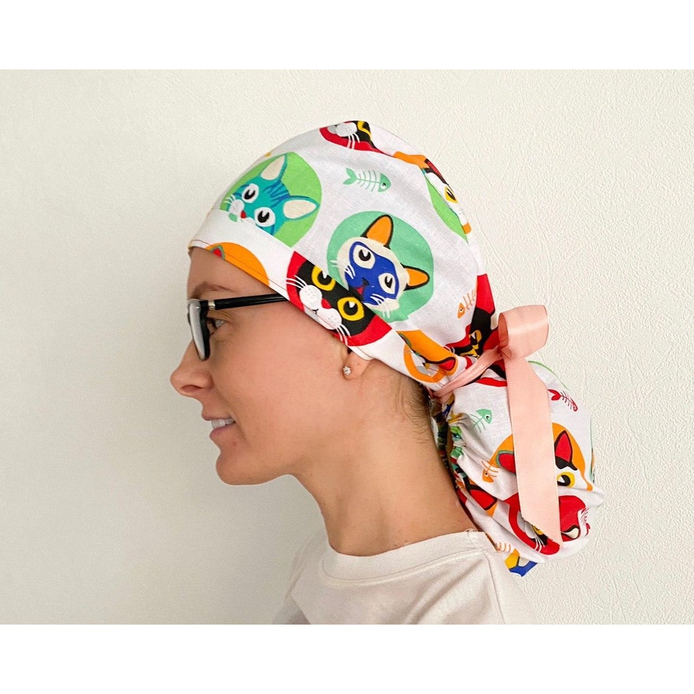 Scrub Cap Ponytail Pattern, Printable Scrub Hat Bouffant Sewing Pattern, Surgical Hat Pattern,Medical Cap Pattern,Tieback Surgical Scrub Cap (2).jpg