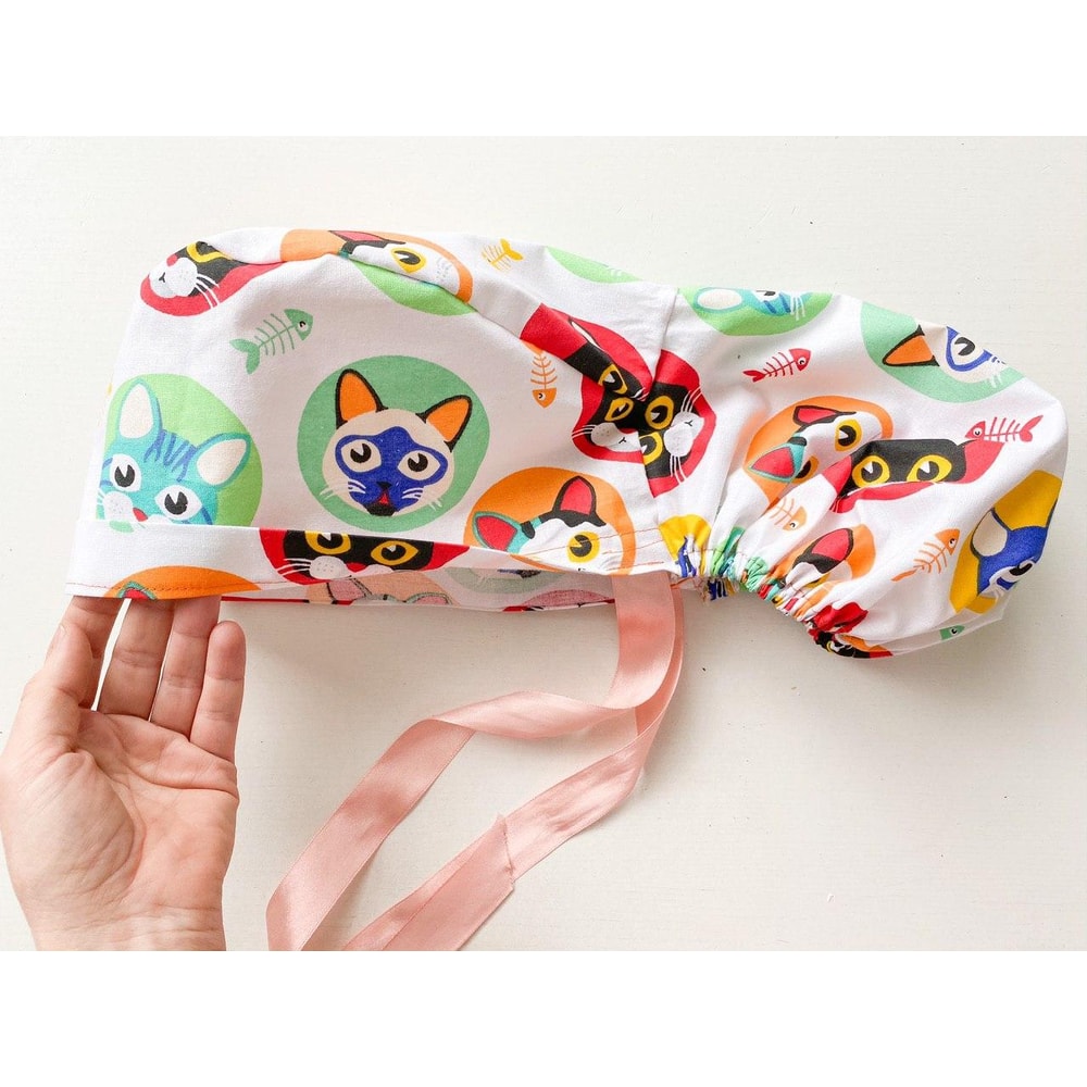 Scrub Cap Ponytail Pattern, Printable Scrub Hat Bouffant Sewing Pattern, Surgical Hat Pattern,Medical Cap Pattern,Tieback Surgical Scrub Cap (4).jpg
