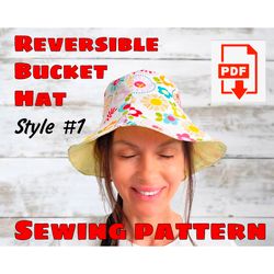 Reversible Bucket Hat Sewing Pattern and Instructions, Super Easy Sun Hat For Beginners, Downloadable PDF Bucket Hat