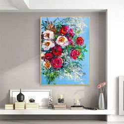 Roses Painting Original Art Floral Painting Red Flowers Wall Art
