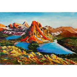 Mountain Landscape Oil Painting Banff National Park Original Art Mountain Lake Wall Art Mountains Artwork
