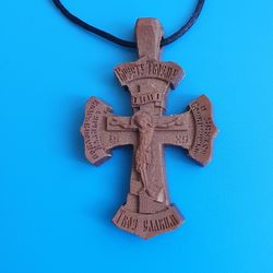 orthodox wooden cross crucifix handmade of pear tree 1.9x1.1"  free shipping