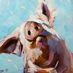 Pig Oil Painting Original Farm Animals Farmhouse Impressionism Signed MADE TO ORDER