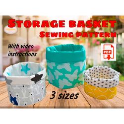 Storage Basket Sewing Pattern and Video Instructions Storage Pod Sewing Pattern Fabric Basket Sewing Pattern Tutorial