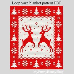 Loop yarn Merry Deers Christmas blanket pattern PDF Download