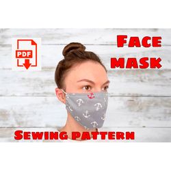 Face Mask Pattern Video Tutorial PDF Tutorial Kids Face Mask Adult Face Mask PDF Pattern Washable DIY Sewing Pattern