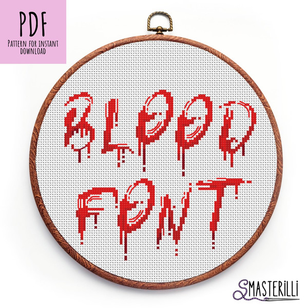 Blood alphabet cross stitch pattern PDF by Smasterilli.JPG