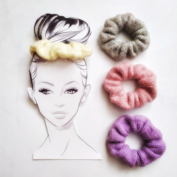 Knit Scrunchies knitting pattern pdf Knit Scrunchies for women hair