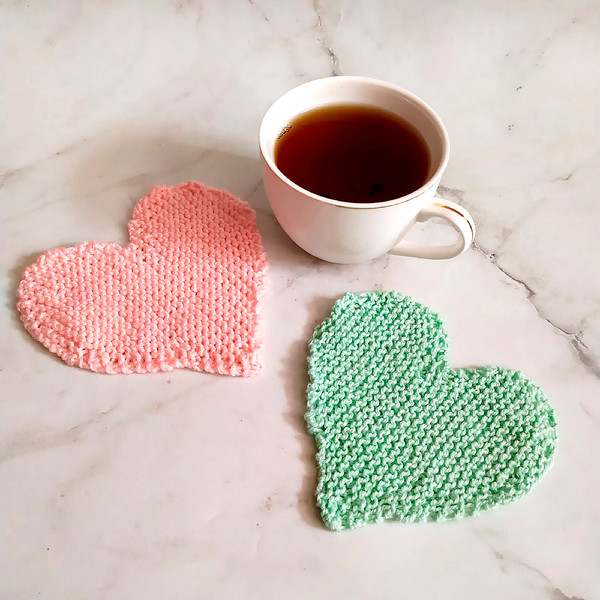 Heart Mug coaster knit pattern pdf Knitting Mug coaster pdf Gift for Valentine day