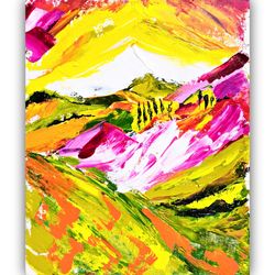 Bali Painting Oil Landscape Original Art Field Bali Painting Home Decor Wall Art 10 by 8" by LarisaRay