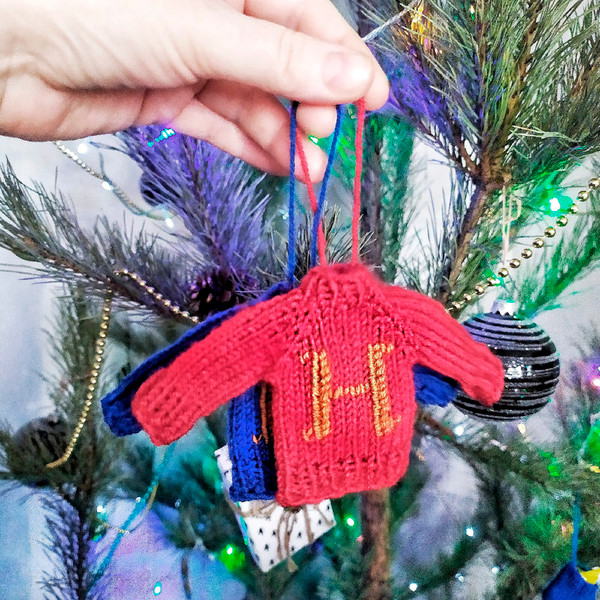 Tiny Christmas Sweater Mini Wizard Tree Ornament Knitting pattern