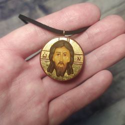 Jesus Christ| Icon pendant | Icon necklace | Wooden pendant | Jewelry icon | Orthodox Icon | Greek orthodox