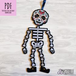 Sugar skull cross stitch pattern PDF, plastic canvas pattern, Halloween cross stitch, spooky doll embroidery