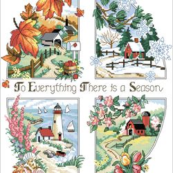 Digital | Vintage Cross Stitch Pattern Seasons | ENGLISH PDF TEMPLATE