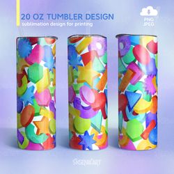 20oz Skinny Tumbler Sublimation Designs with rainbow geometric shapes, PNG JPEG Digital Download