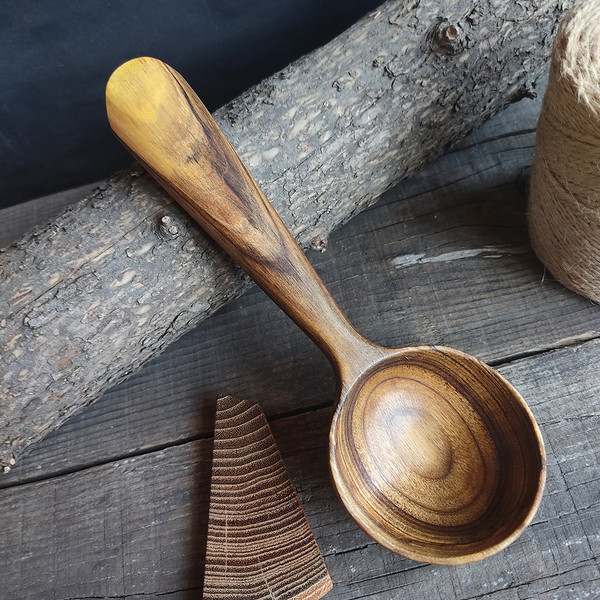 Handmade wooden coffee scoop from walnut wood - 01