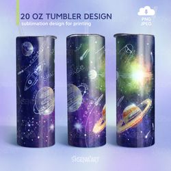 Galaxy 20oz Skinny Tumbler Sublimation Design for Straight/Tapered Tumbler, PNG JPEG