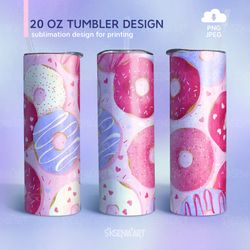 Donuts 20oz Skinny Tumbler Sublimation Design for Straight and Tapered Tumbler, PNG JPEG Digital Download