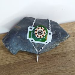 Cyberpunk necklace with spike Industrial necklace Upcycled electronics choker