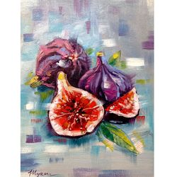 Figs painting Fruit Painting Still Life Original Painting Kitchen Painting Small Oil Painting 9 by 7" KatrinaOrlovaArt