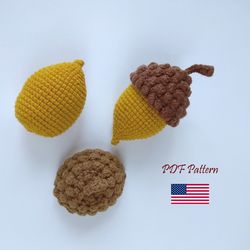 Acorn crochet pattern, Amigurumi Acorn Home Decor, Autumn/Fall Decoration, Woodland Acorn