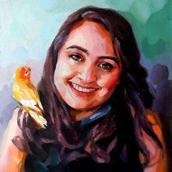 custom oil portrait from photo original art commission painting impasto 8 by 8 inches