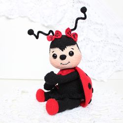 Crochet ladybird pattern PDF in English Amigurumi ladybeetle toy Ladybug crochet toy