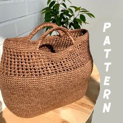 Crochet Raffia tote bag, Beach basket bag, French market bag, Crochet Pattern bag, Download Tutorial PDF VIDEO