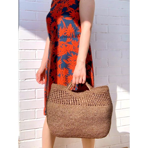 Crochet Raffia tote bag, Beach basket bag, French market bag - Inspire ...