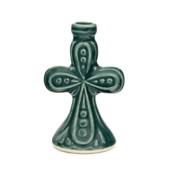 Candle holder Ceramics "Green Cross", Handmade in Russia