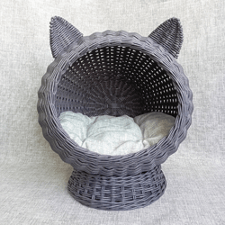 Cozy Wicker Bed Cat Carrier Wicker Cat Basket Cat Bed Cave Cat Furniture For Cats Pet Beds For Cats Pet Beds