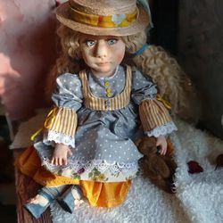 interior textile handmade doll. Collectible textile doll. Movable textile doll. Unique interior doll.