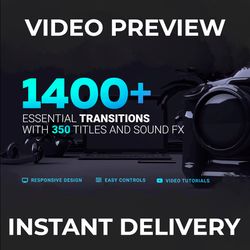 1400 Essential Transitions for After Effects! Titles, Lower Thirds, Transitions. Sound FX. Color & FX Controls.