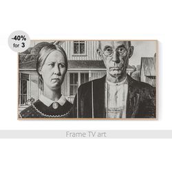 Samsung Frame TV Art digital download 4K, Frame TV Art American Gothic painting, Frame TV art vintage classic art | 334