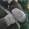Double soft warm alpaca wool men handknitted mittens